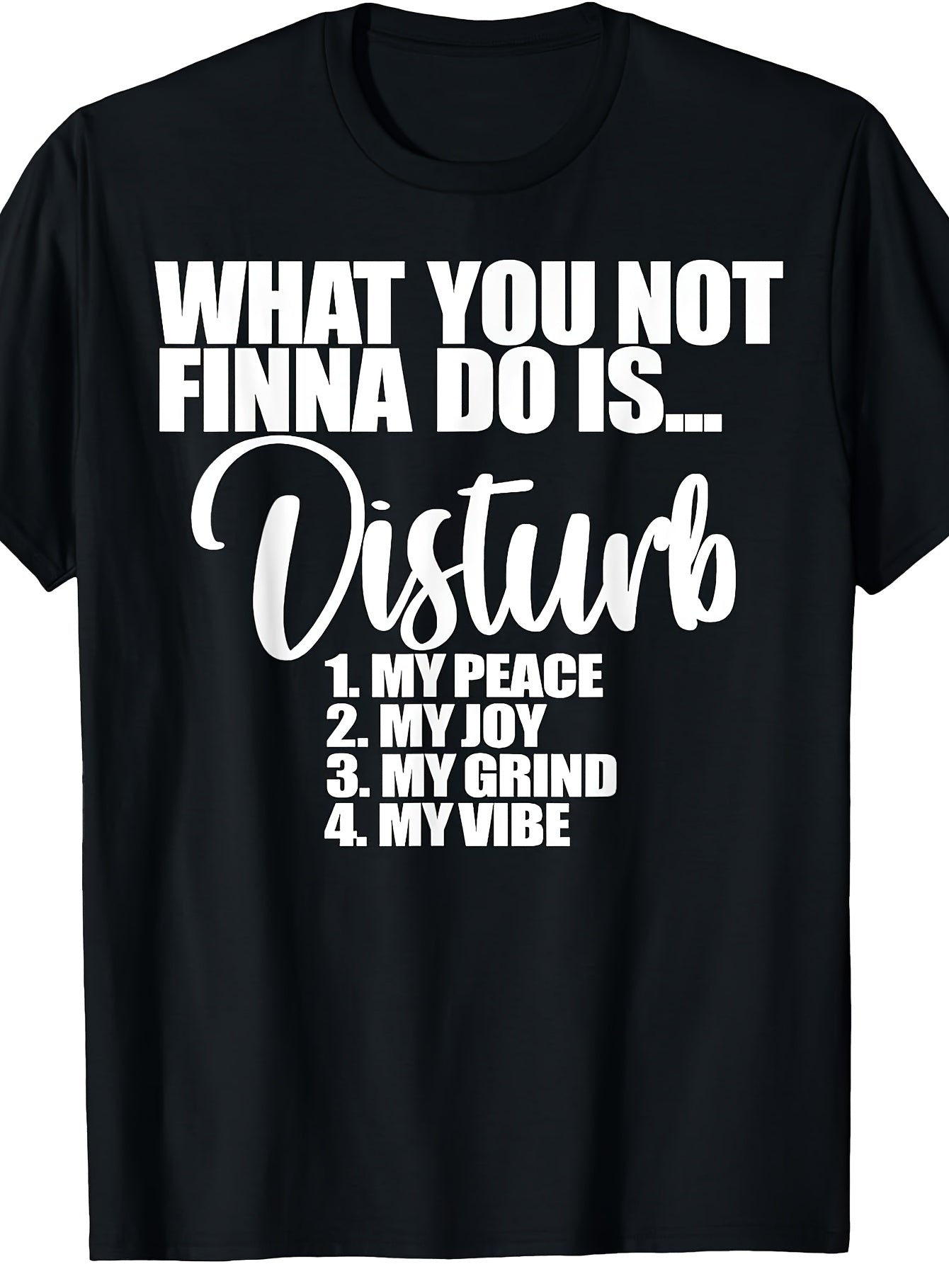 Men's Heavyweight Cotton T-Shirt with "Do Not Disturb My Peace/Happiness/Struggle" Slogan - Retro Vintage Crew Neck Short Sleeve Shirt, Suitable for All Seasons Casual Wear, Machine Washable Regular Fit Apparel, PLUS SIZE