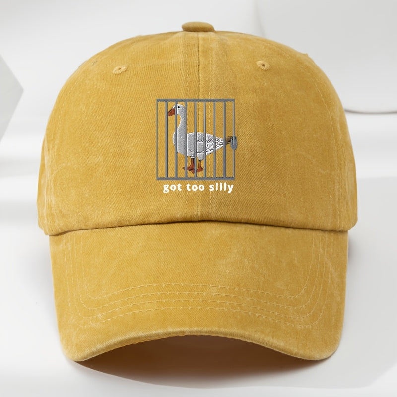 Interesting Goose Iron Cage Print Baseball Cap Unisex Soft Top Adjustable Hat Circumference Duck Tongue Hat Outdoor Sports Leisure Breathable Moisture Wicking Hat
