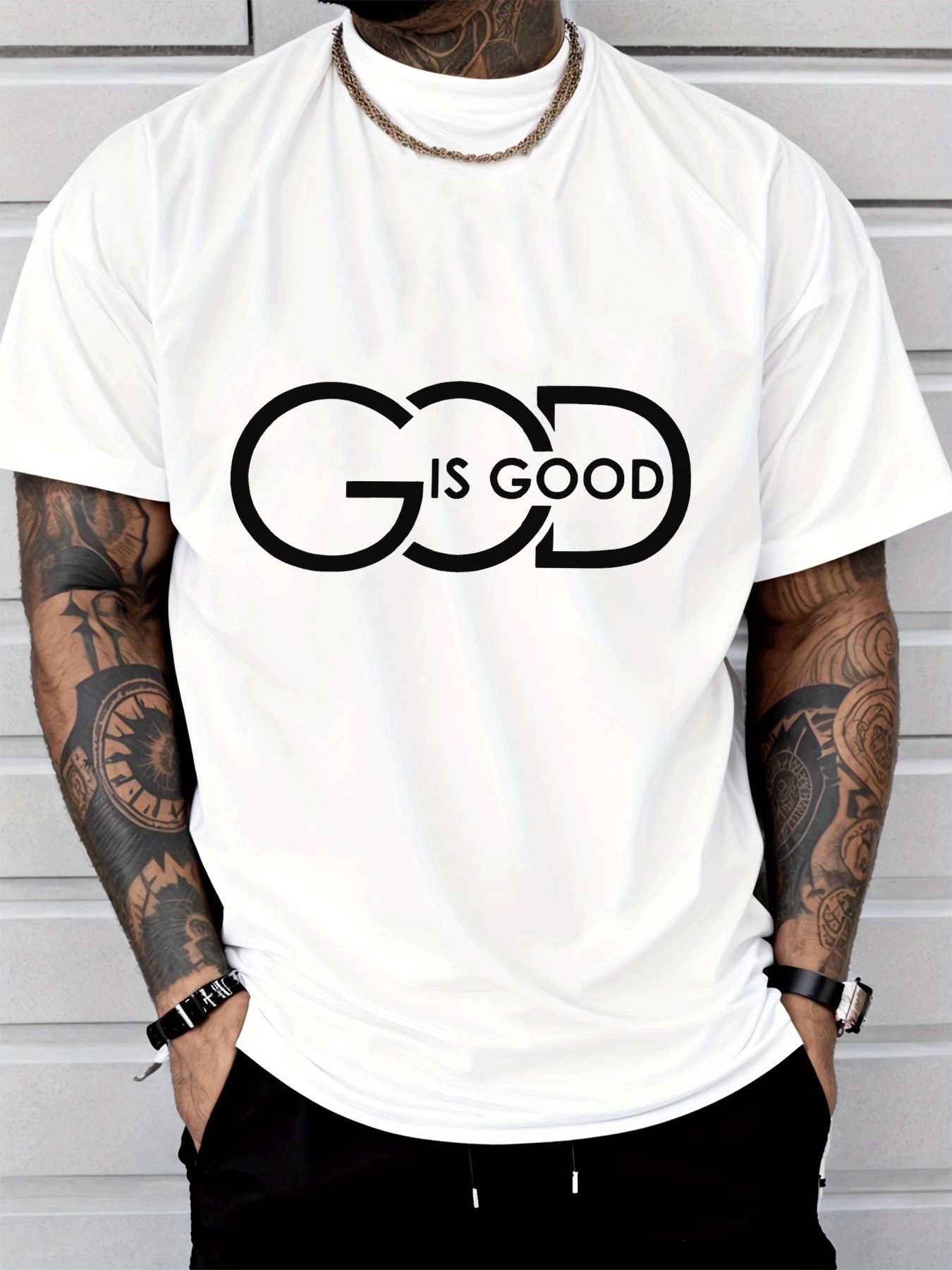 [Religious Graphic Tee] GOD IS GOOD Christian Faith T-Shirt for Men | Inspirational Religious Graphic Tee | Thick Durable Print, Fade-Resistant | Breathable Polyester, Wrinkle-Resistant Short Sleeve