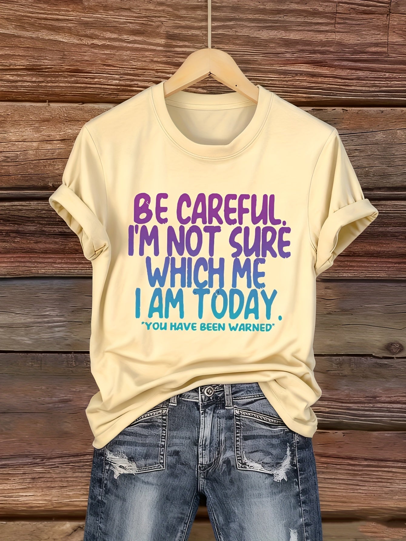 Women'S Funny "I'm Not Sure Which Me I Am Today" T-Shirt - Pink Crew Neck Tee with Lettering - Lightweight Everyday Casual Shirt for Women - Humorous Gift for, Ladies T Shirts, Comfortable Fit Shirt