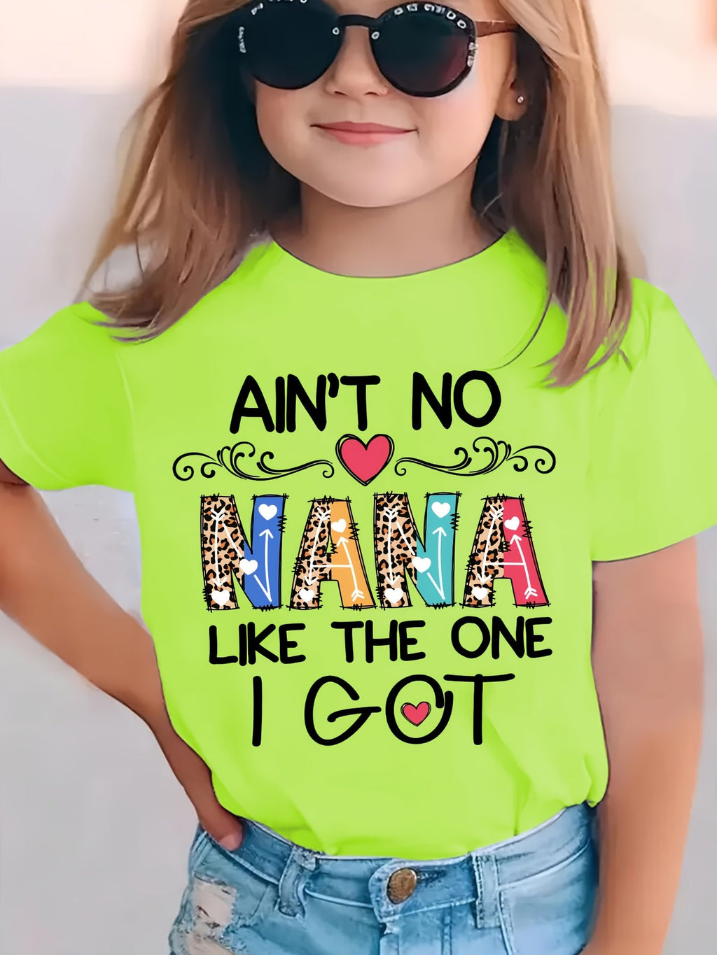 Summer Fashion Girls' Short Sleeve T-Shirt "AIN'T NO NANA LIKE THE ONE I GOT" Letter Print Casual Top NYDX4826