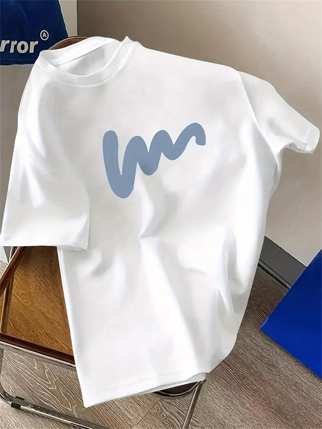 Men's Trendy Wave Print Drop Shoulder T-Shirt