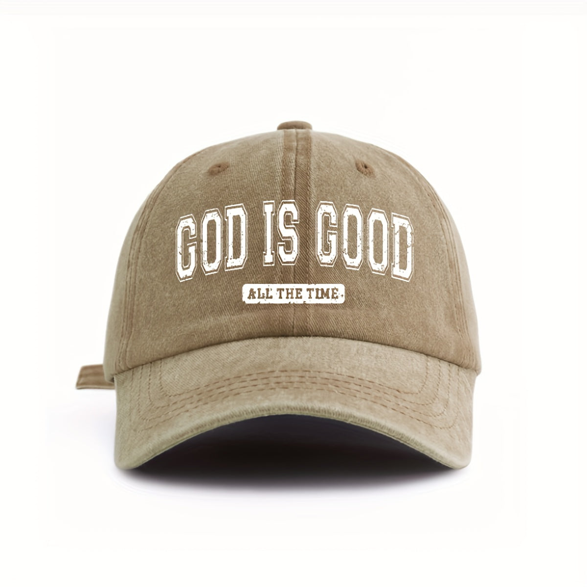 1pc GOD IS GOOD All The Time Letter Print Women'S Washed Baseball Cap, Fashion Outdoor Vintage Street Urban Style Men Women Cap Curved Brim Dad Hat Sun Hat for Vacation Beach Travel Riding