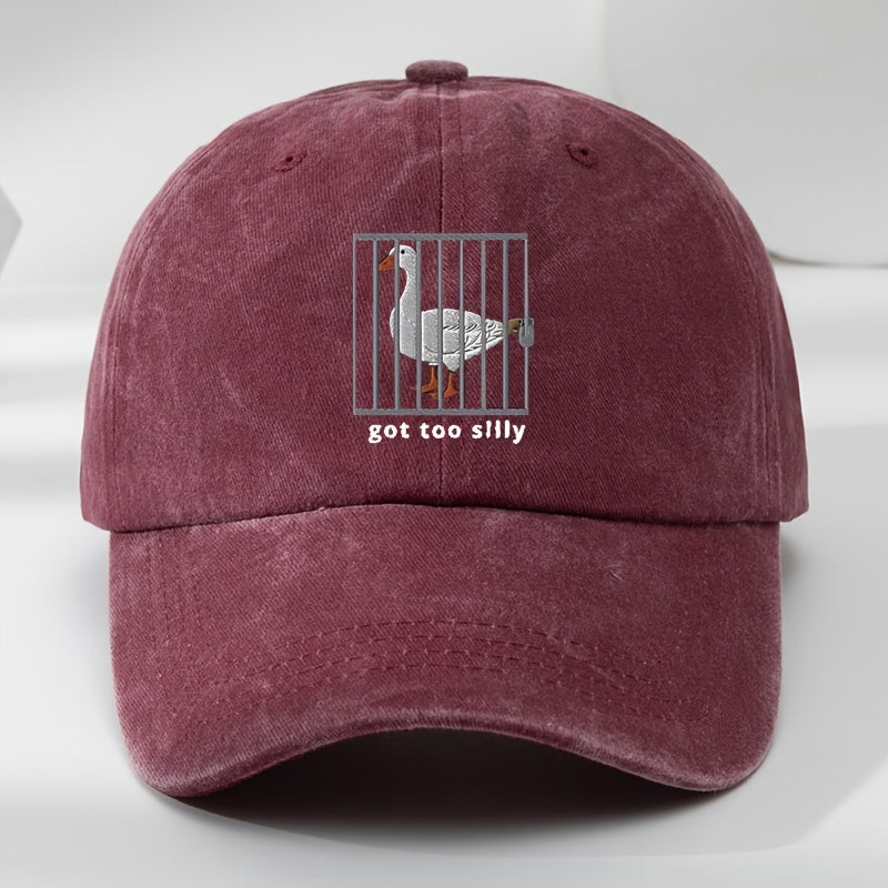 Interesting Goose Iron Cage Print Baseball Cap Unisex Soft Top Adjustable Hat Circumference Duck Tongue Hat Outdoor Sports Leisure Breathable Moisture Wicking Hat