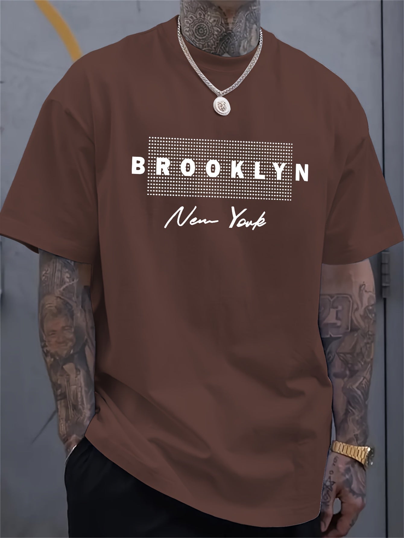 Men's Trendy BROOKLYN Print Comfortable, Soft Regular Fit T-shirt
