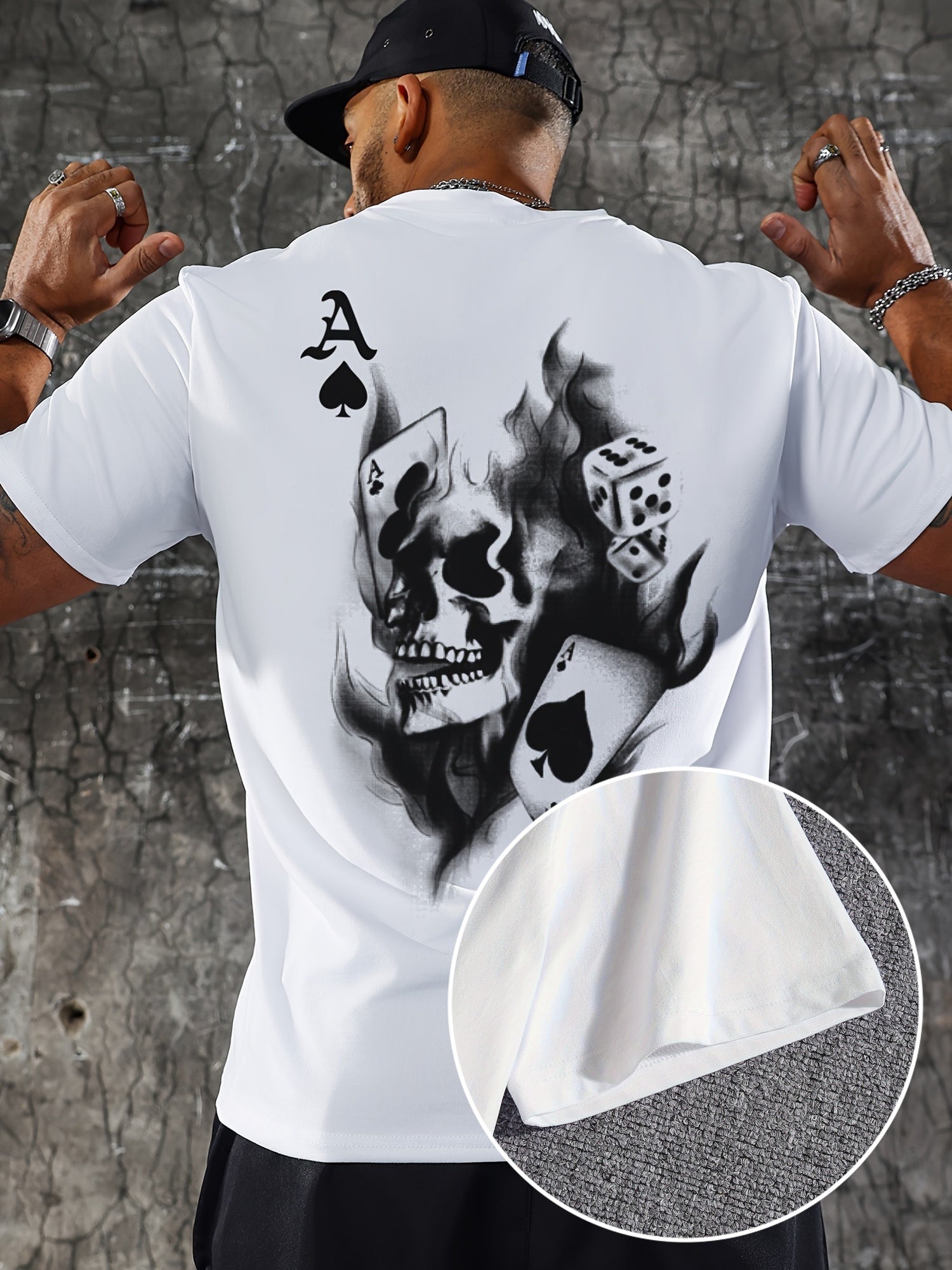 1319# Men'S Red Heart A Skull Print T-Shirt