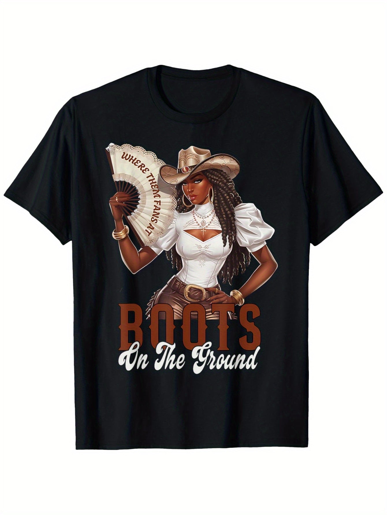 Where Them Fans at Boots On Da Ground Cowgirl Linedance T-Shirt, Casual Short Sleeve Crew Neck Tee, 100% Cotton, Super Soft, Summer Tee - Easter Gift, Father'S Day Gift, Mother'S Day Gifts for Men Women Couple and Friend