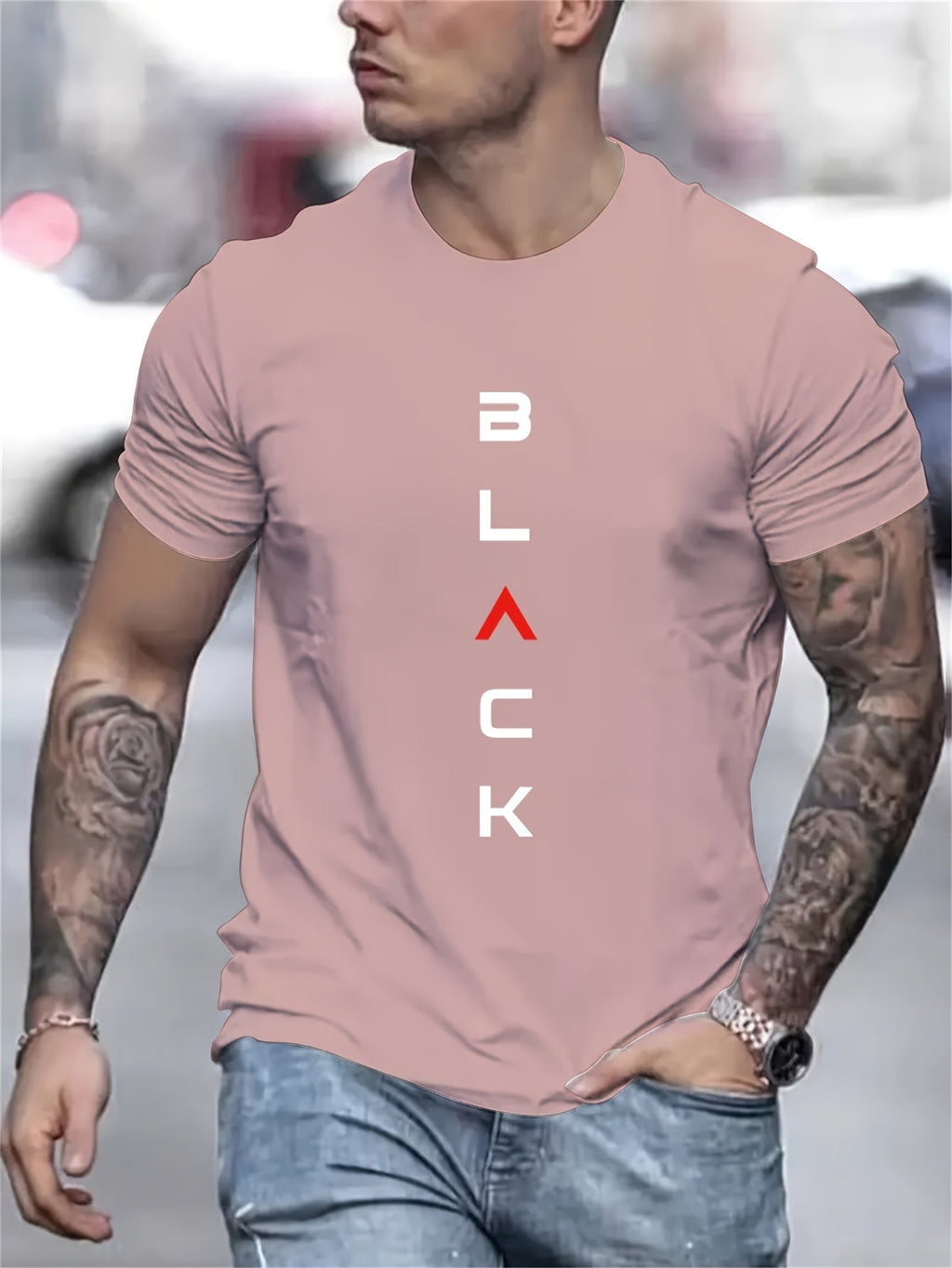 Men'S Trendy Letter Print Comfortable And Soft Regular Fit T-Shirt
