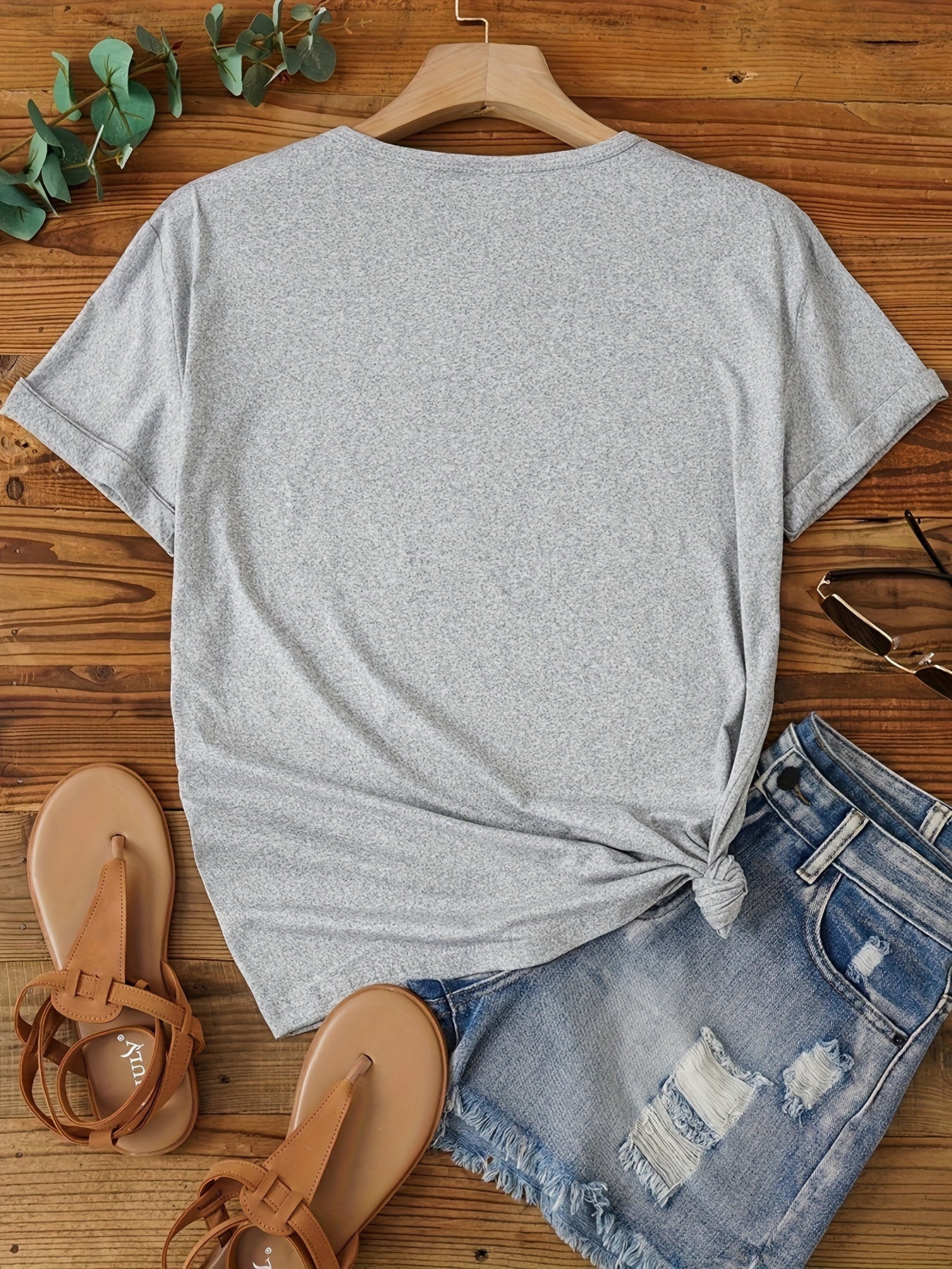 Hedgehog Print Crew Neck T-Shirt, Casual Short Sleeve T-Shirt For Spring & Summer, Women's Clothing