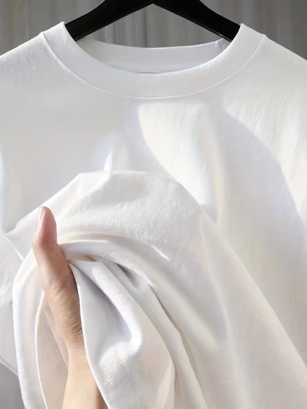 Men'S Short-Sleeve T-Shirt with a Round Neck, Pure White, New Casual Summer Wear