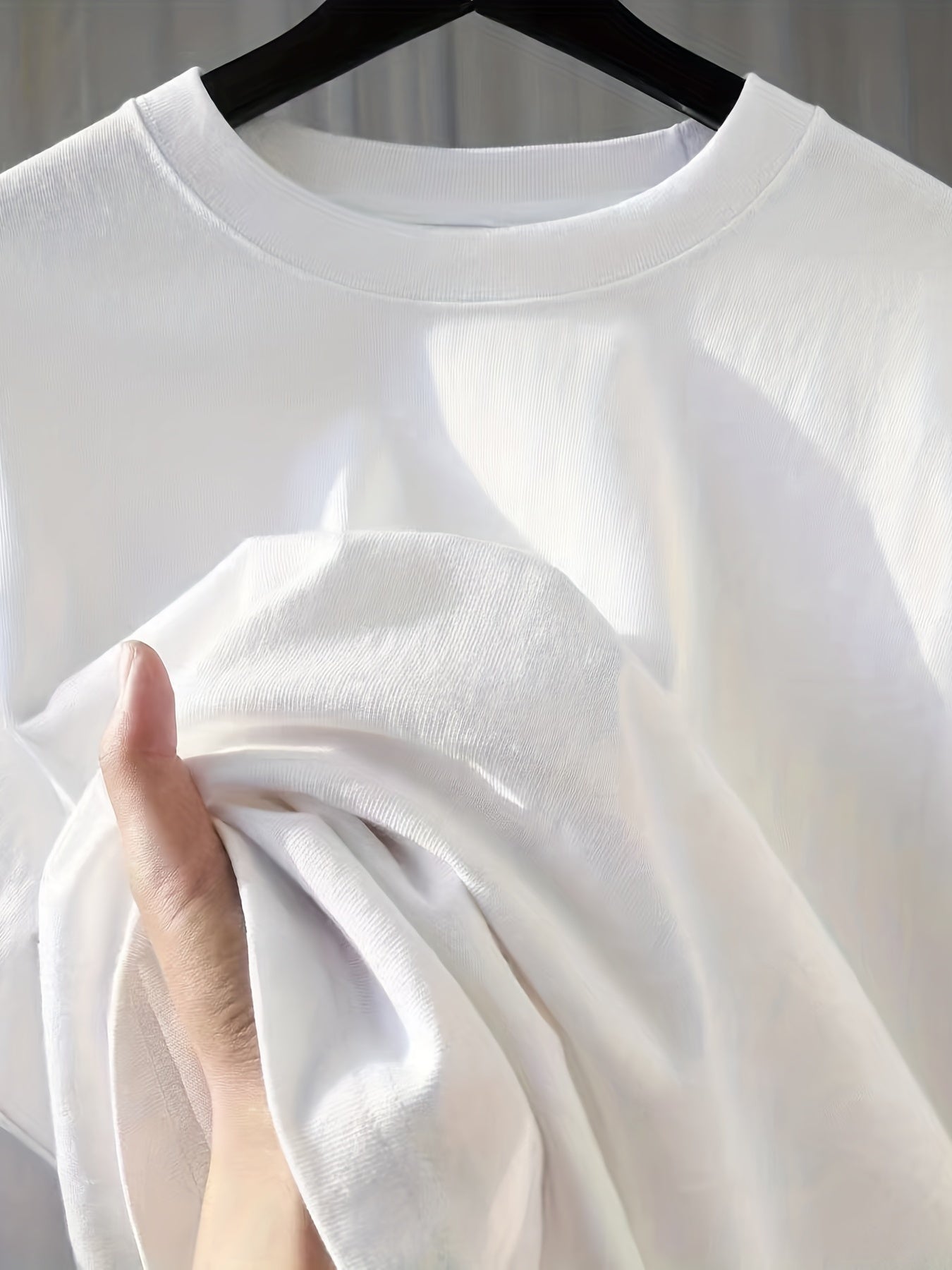 Men'S Short-Sleeve T-Shirt with a Round Neck, Pure White, New Casual Summer Wear