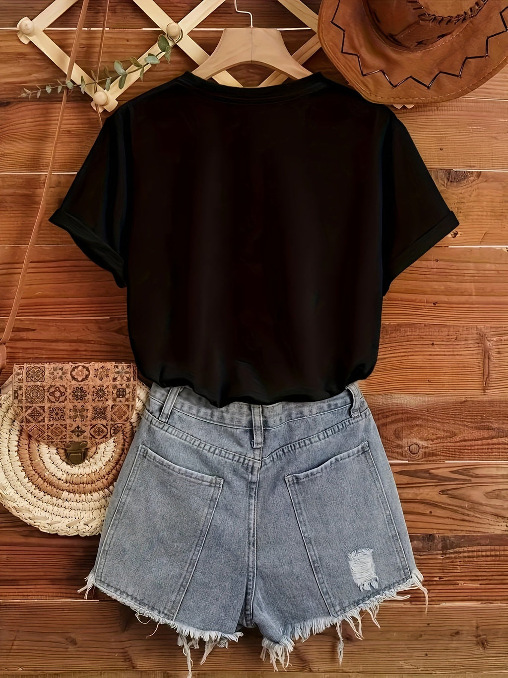 Moon Print Round Neck T-Shirt, Casual Short-Sleeve Top for Spring And Summer, Women'S Clothing