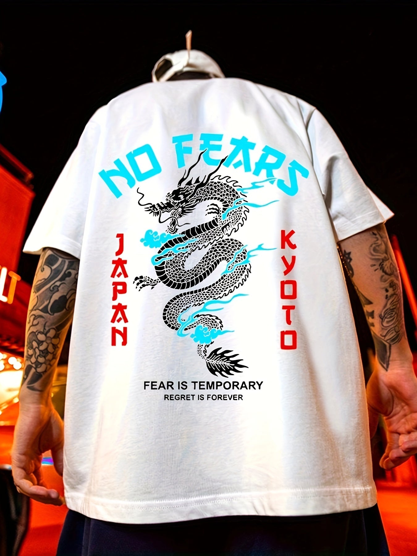 Dragon Print, Men's Graphic Design Crew Neck Active T-shirt, Casual Comfy Tees Tshirts For Summer, Men's Clothing Tops For Daily Gym Workout Running