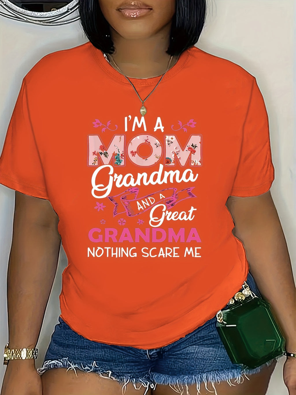 Plus Size Letter Print T-Shirt, Casual Crew Neck Short Sleeve T-Shirt, Women's Plus Size Clothing