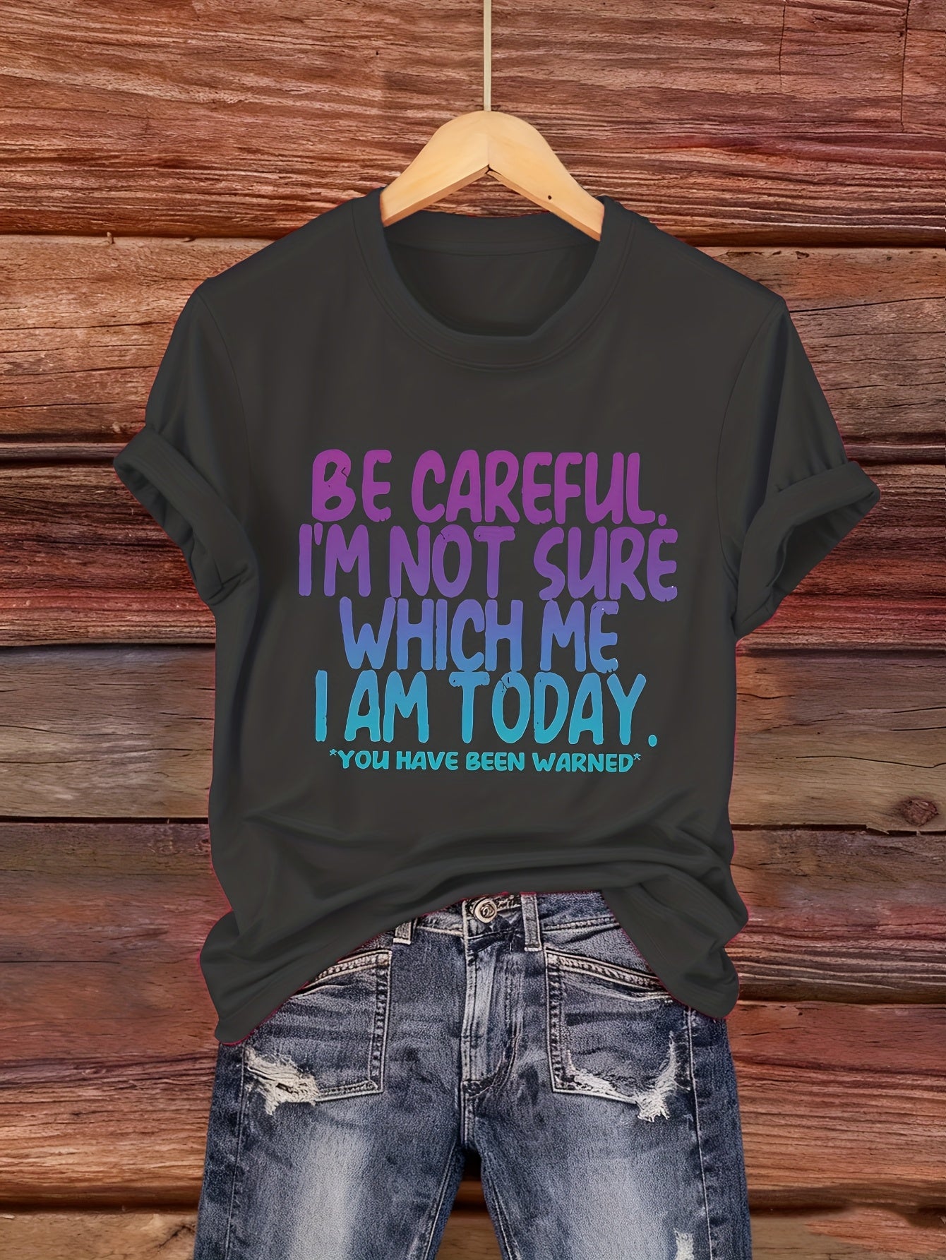 Women'S Funny "I'm Not Sure Which Me I Am Today" T-Shirt - Pink Crew Neck Tee with Lettering - Lightweight Everyday Casual Shirt for Women - Humorous Gift for, Ladies T Shirts, Comfortable Fit Shirt