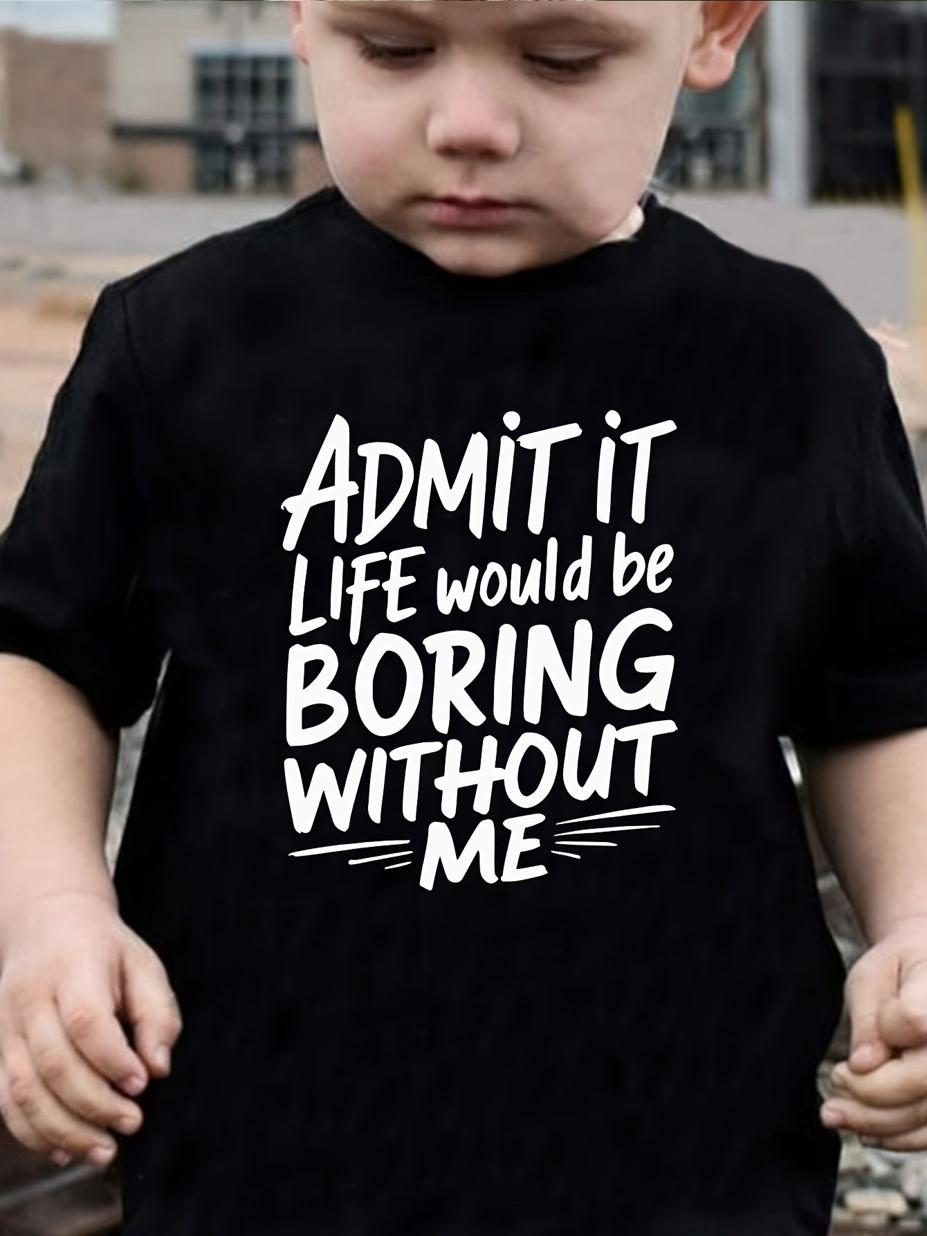 Boys' "ADMIT IT LIFE WOULD BE BORING WITHOUT ME" Fun Letter Print Fashion Casual Crew Neck T-Shirt