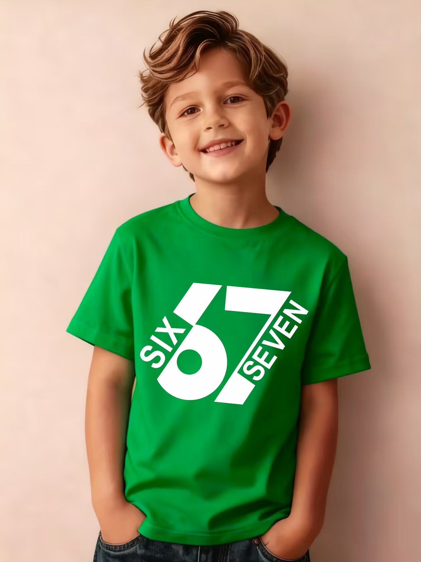 Summer Boys' Fashion Short Sleeve T-Shirt, Sizes 6-7, Cartoon Pattern Print Outdoor Casual Top, NY-DX7586
