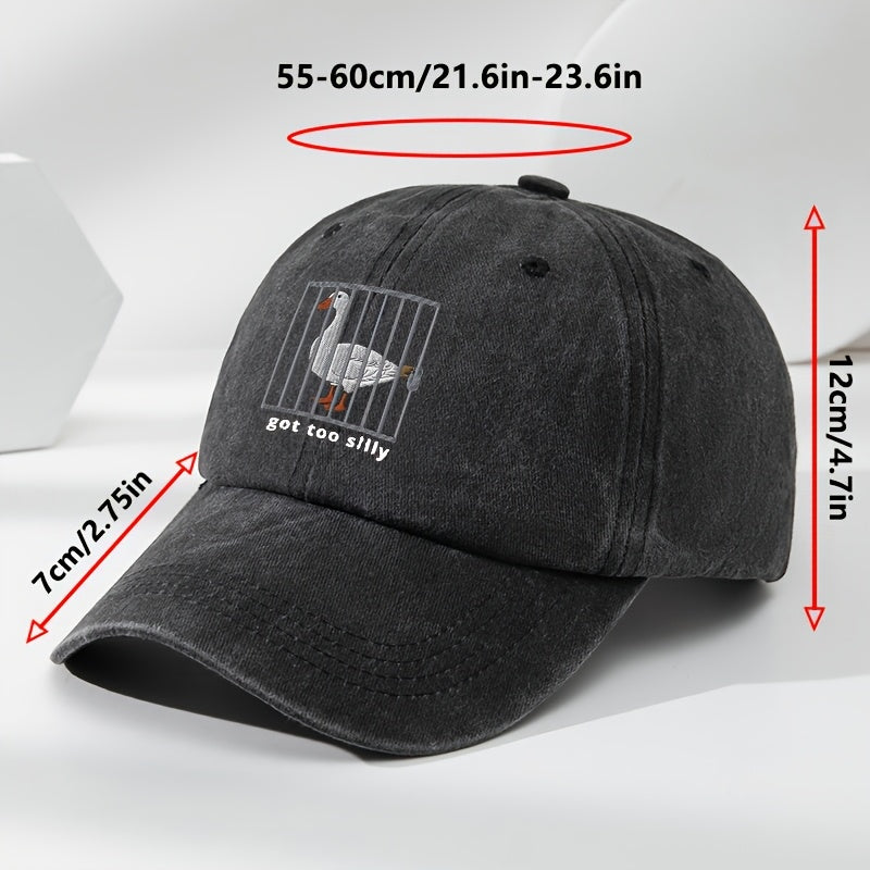 Interesting Goose Iron Cage Print Baseball Cap Unisex Soft Top Adjustable Hat Circumference Duck Tongue Hat Outdoor Sports Leisure Breathable Moisture Wicking Hat