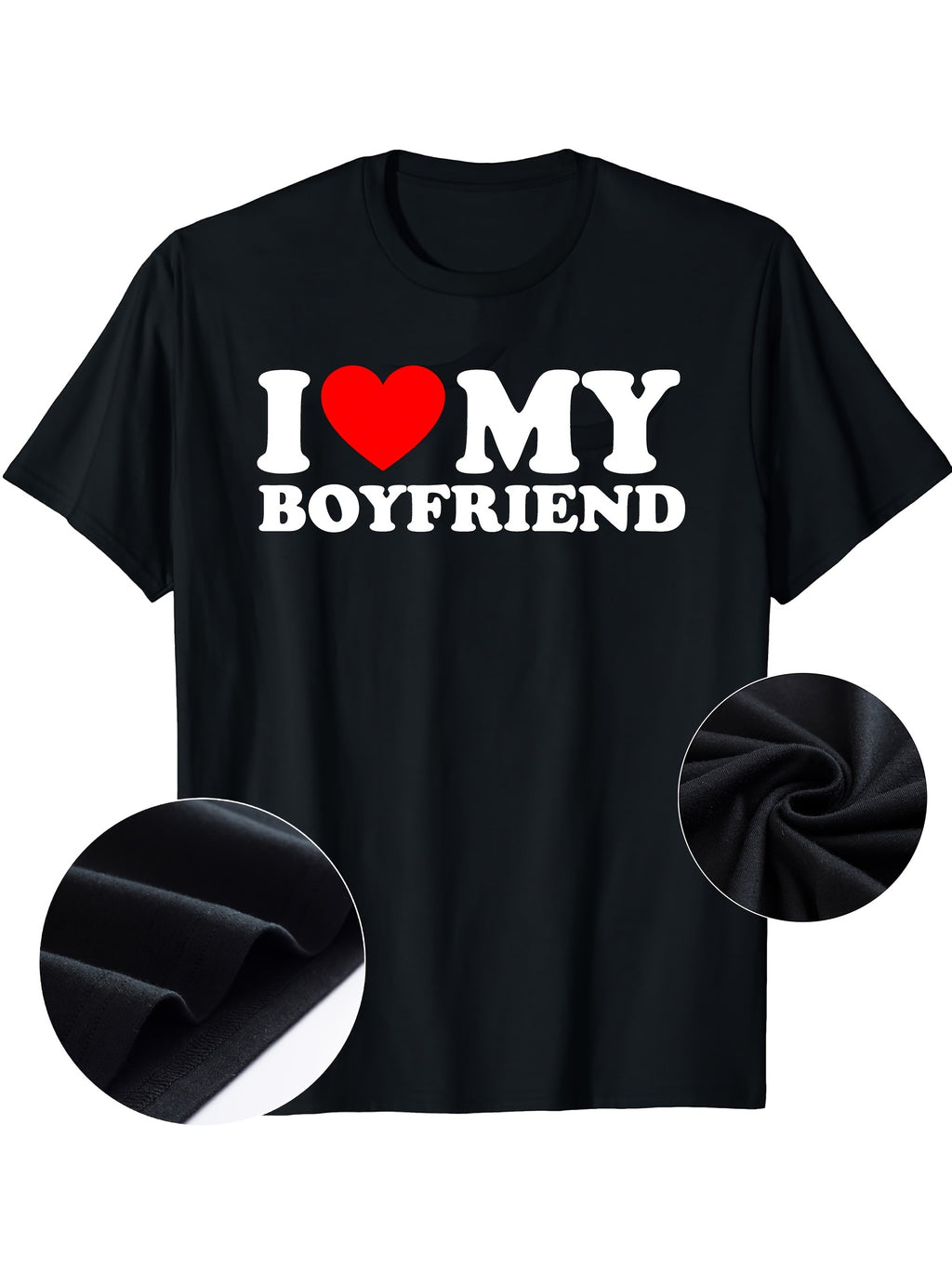 Boyfriend And Girlfriend Couple Pattern Short-Sleeved T-Shirt, Round Neck Casual Short-Sleeved Daily Top, Couple Outfit Good-Looking T-Shirt, Valentine'S Day Gift, Women'S Clothing