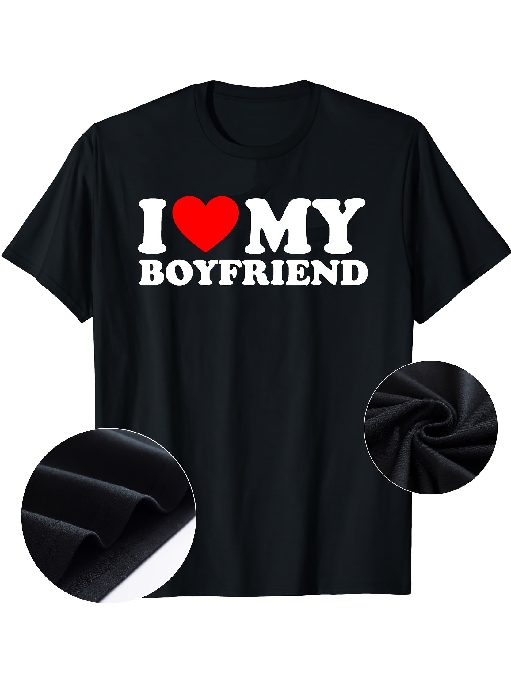 Boyfriend And Girlfriend Couple Pattern Short-Sleeved T-Shirt, Round Neck Casual Short-Sleeved Daily Top, Couple Outfit Good-Looking T-Shirt, Valentine'S Day Gift, Women'S Clothing