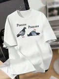 Pigeon State Dual Interest Graffiti American Trendy Brand Design Sense Letter Pattern Short Sleeve T-Shirt Unisex High Street Couple Clothes