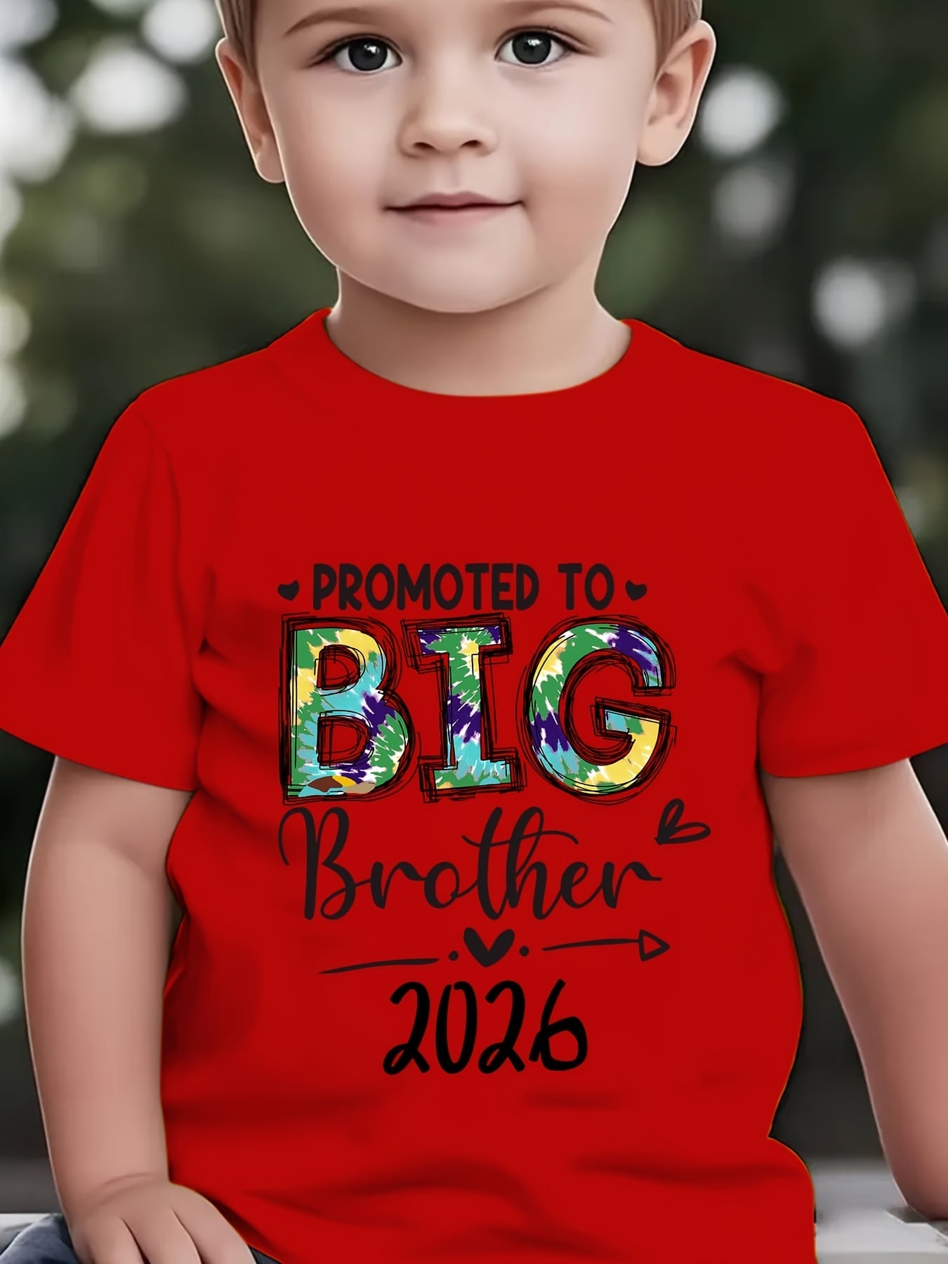 Summer Fashion Boys' Short Sleeve T-Shirt PROMOTED TO BIG BROTHER 2026 Letter Print Outdoor Casual Top NY-DX6459