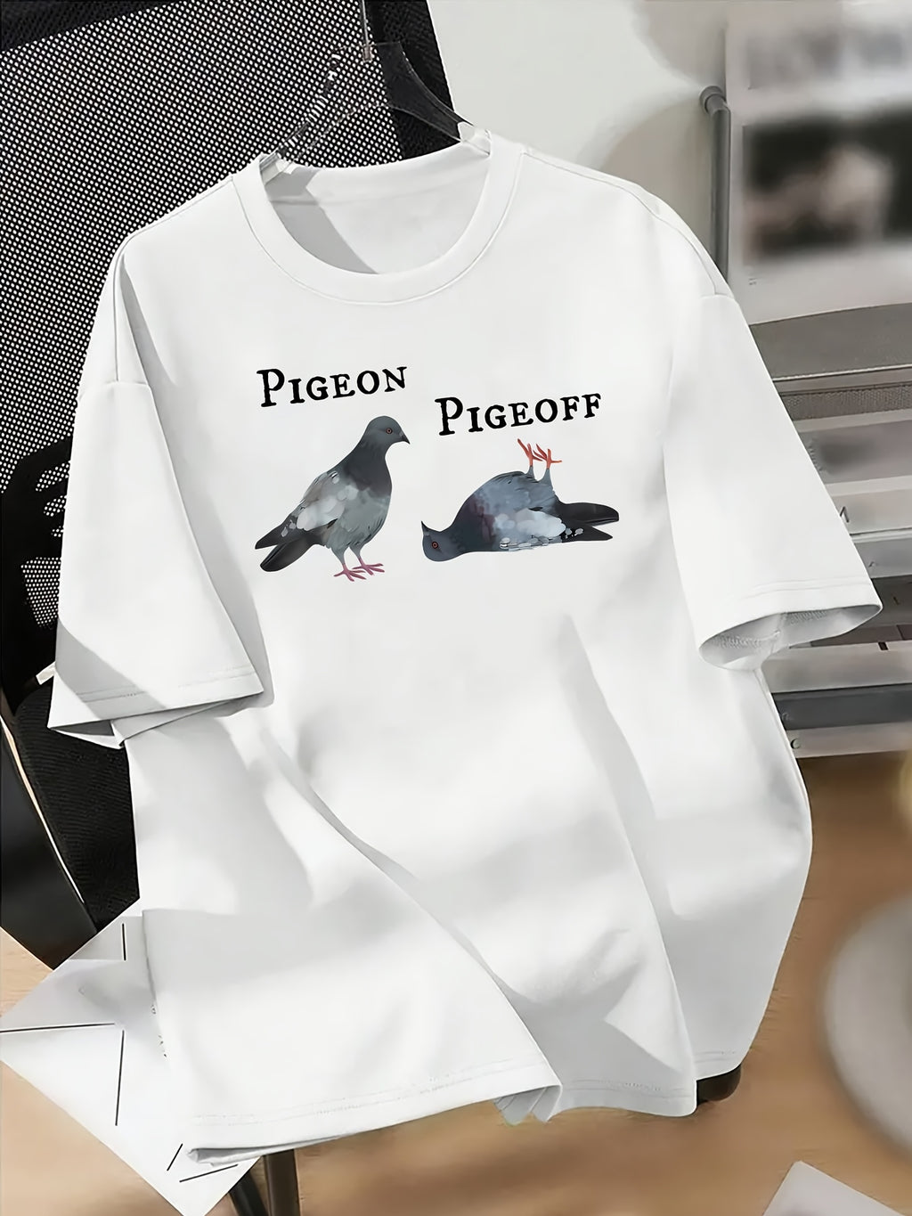 Pigeon State Dual Interest Graffiti American Trendy Brand Design Sense Letter Pattern Short Sleeve T-Shirt Unisex High Street Couple Clothes