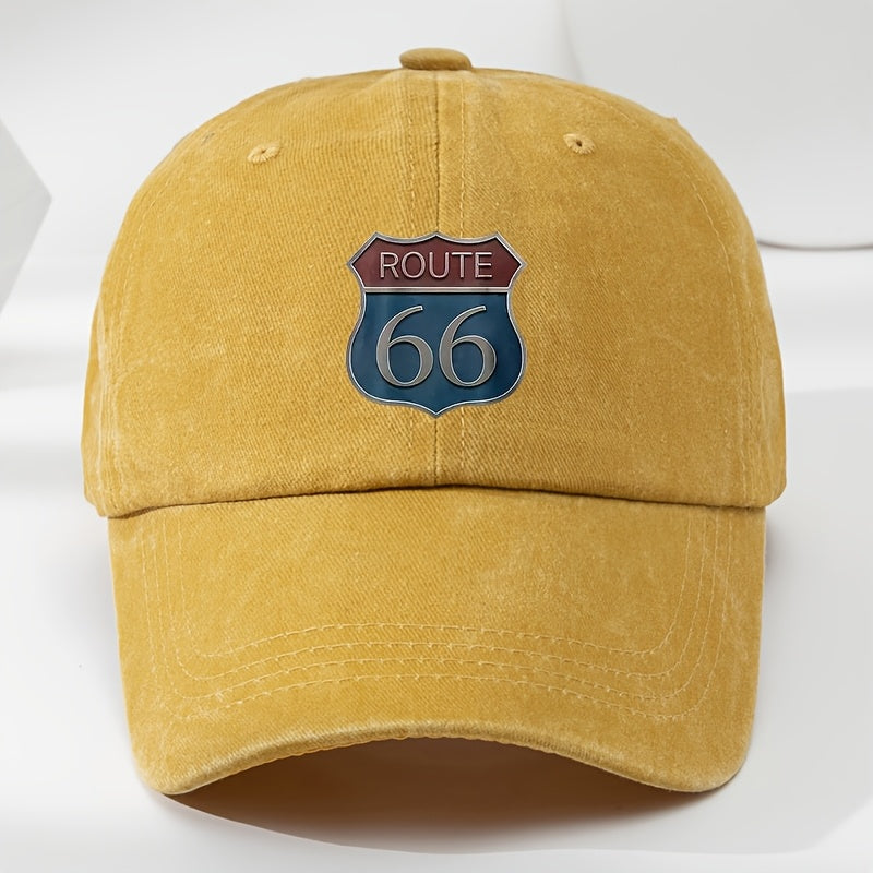 ROUTE 66 Print Baseball Cap Outdoor Sports Casual Moisture-Wicking Duckbill Hat Classic Washed Vintage Cap