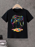 Game Controller Pattern Printed T-Shirt, Colorful And Fashionable Boys T-Shirt, Spring And Summer Casual And Comfortable Round Neck Short-Sleeved T-Shirt, Fashionable And Versatile Tops